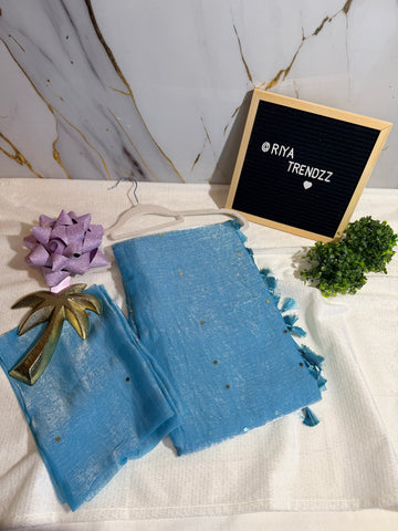 Midnight Gleam Shimmer Mirror Saree