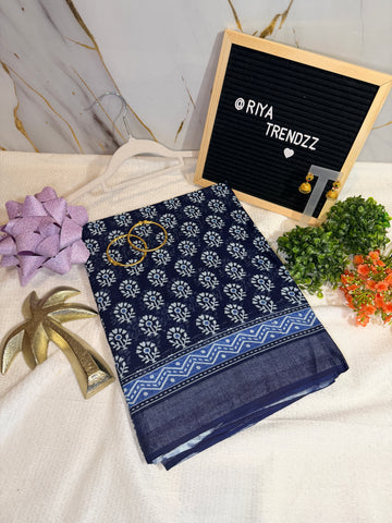 Floral Whisper-Printed Cotton Saree