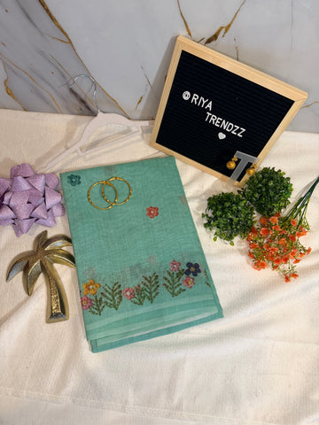 Floral bloom -printed cotton saree