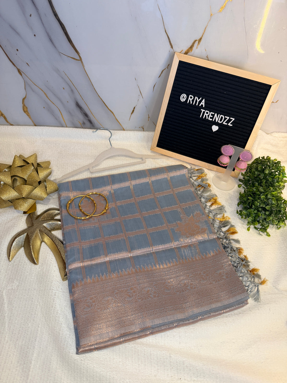 Golden Blossom-Pure Linen silk cotton saree