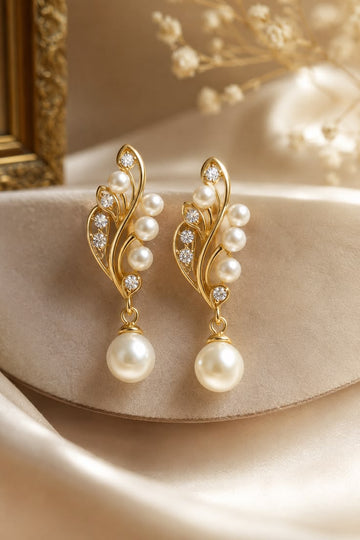 Minimalist Golden Pearl Stud Earring Tops