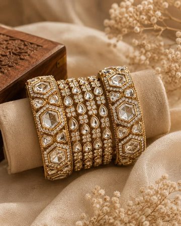 Velvet Matte Finish Metal Bangle Set (24 Pcs) - Maroon & Gold